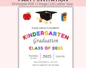 Kindergarten Graduation Invitation, First Year Ceremony, School Party, Photo Invite, Grad Announcement, Preschool Graduation, Preschool Grad