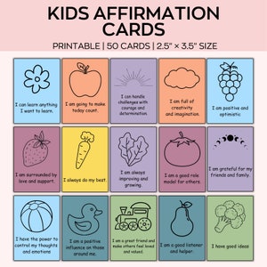 Affirmationskarten für Kinder, Positive Affirmationskarten für Kinder, Kinder-Positivitätskarten, Flash-Karten für Kinder, Set mit 50 Kinderaffirmationen
