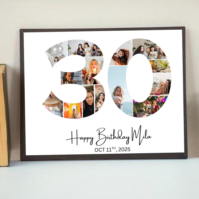 30th Birthday Photo Collage Template, 30th Photo Collage Template ...