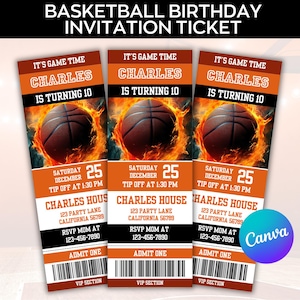 Convite para festa de aniversário de basquete, convite para ingresso esportivo, convite para aniversário de qualquer idade, convite para festa estilo ingresso esportivo, basquete moderno