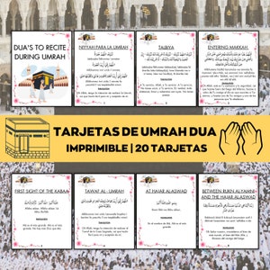Omra Duas imprimable, cartes de la Omra espagnoles, cartes Dua imprimables, Omra Duas numérique, Guide de la Omra, livre de la Omra, Duas pour la Omra, Cartes de la Omra