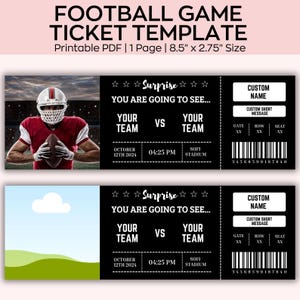 Bearbeitbares Fußballticket, Fußballspielticketgeschenk, Weg zum Geschenk Professioneller Sport, Sportveranstaltung Sportteam druckbares Ticket