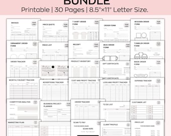 Editable Order Forms Bundle, T-Shirt Order Form, Invoice Template, Small business forms, Custom Order Form, Canva Template
