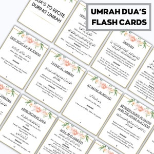 Umrah Duas para impressão, cartões Umrah Duas, cartões de oração, cartões islâmicos Dua, Dua imprimível, cartões Umrah, livro Umrah, guia Umrah