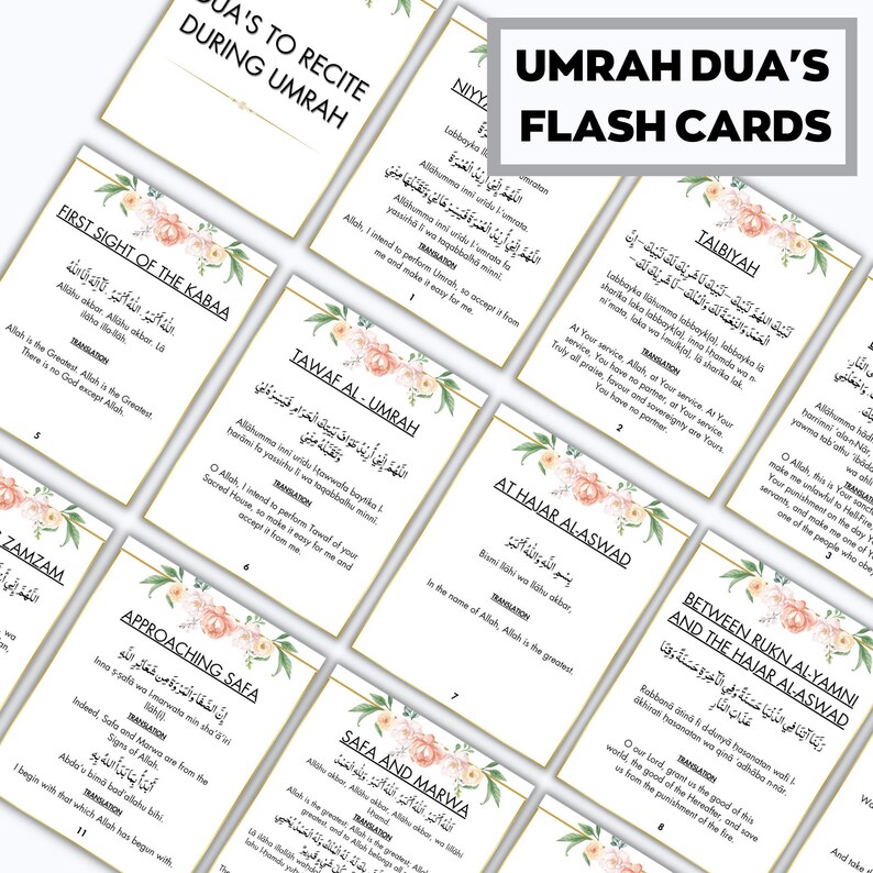 Umrah Duas Printable, Umrah Duas Cards, Prayer Cards, Islamic Dua ...