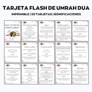 Umrah Duas para impressão, cartões Umrah espanhóis, cartões Dua para impressão, Umrah Duas Digital, Guia Umrah, Livro Umrah, Duas para Umrah, Flashcards Umrah