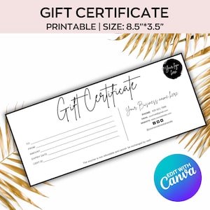 Bearbeitbare Geschenkgutscheinvorlage, Geschenkgutschein, DIY Geschenkkarte Logo hinzufügen, benutzerdefinierte Gutschein druckbare Geschenkkarte