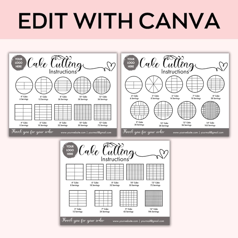 Editable Cake Care & Cutting Guide Canva Template,printable Cake ...