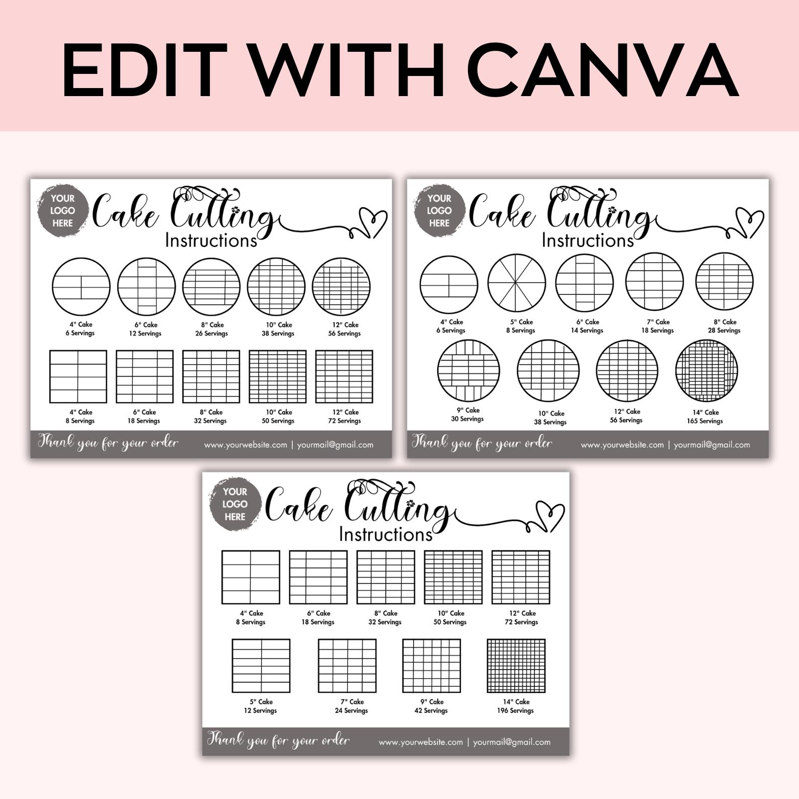 Editable Cake Care & Cutting Guide Canva Template,printable Cake ...