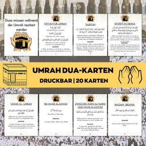 Umrah Duas para impressão, cartões Umrah alemães, cartões Dua para impressão, Umrah Duas Digital, Guia Umrah, Livro Umrah, Duas para Umrah, Flashcards Umrah