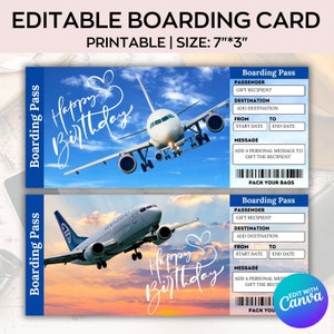 Editable Boarding Pass Template, Printable Boarding Ticket, Canva Boarding Pass Surprise Trip, Airline Ticket Canva, Digital Download