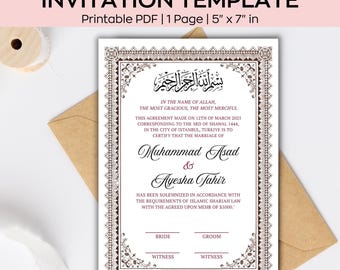 Luxury Nikkah Certificate, Premium Islamic Wedding Contract, Nikkah Nama, Muslim Marriage Certificate, Editable A4 Nikkah Certificate