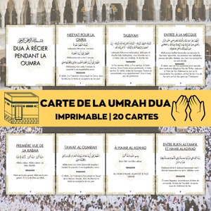 Guia de la OMRA em francês + texto fonético, invocações OMRA, súplicas, tradução Douaa, cartes de prière, cartões islâmicos do Ramadã