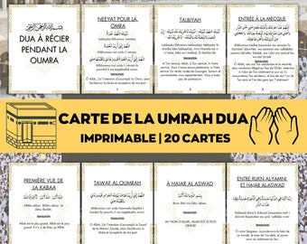 Guide de la OMRA en français + texte phonétique , Invocations OMRA ,Supplications ,Douaa traduit ,Cartes de prière ,Ramadan islamic cards