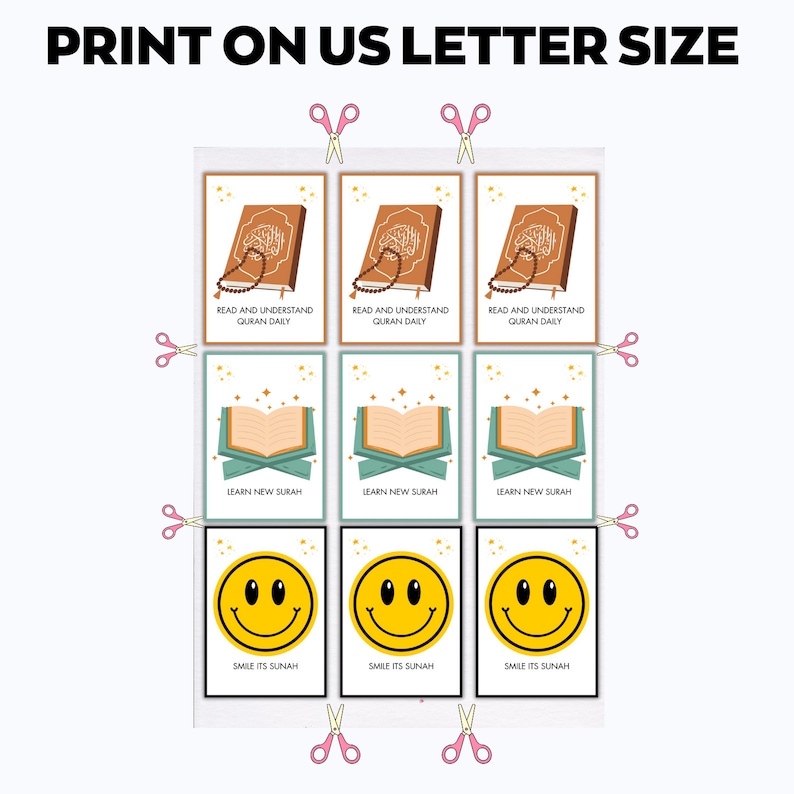 May include: Nine framed prints with religious and motivational themes. The top row features images of a book with text "READ AND UNDERSTAND QURAN DAILY". The middle row shows an open book with the text "LEARN NEW SURAH". The bottom row has smiley faces with the text "SMILE ITS SUNAH".
