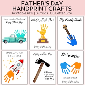 Impression à la main pour la fête des pères, lot d'oeuvres d'art pour la fête des pères, cadeau fête des pères, page d'activité, meilleures cartes pour papa de tous les temps, activité créative papa