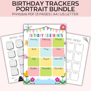 Geburtstag Tracker, Druckbarer Planer, Geburtstagskalender, Geburtstagserinnerung, Digitaler Planer, PDF-Download, Canva Vorlage