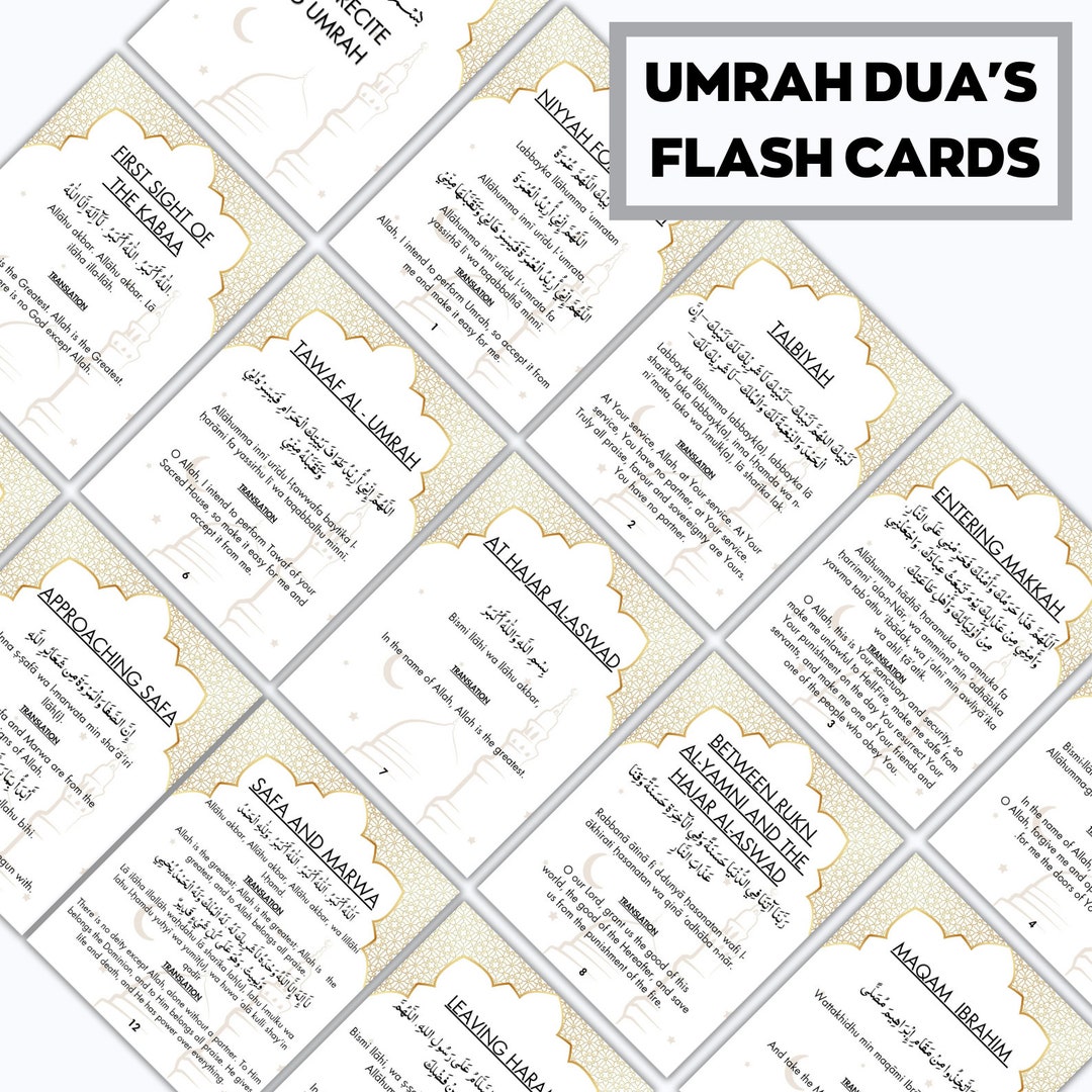 Umrah Duas Printable, Floral Umrah Cards, Dua Cards Printable, Umrah ...