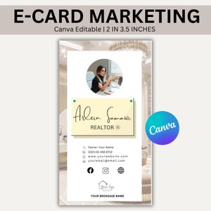 名刺 Canva テンプレート、モダンな名刺、起業家カード、E カード マーケティング、不動産名刺