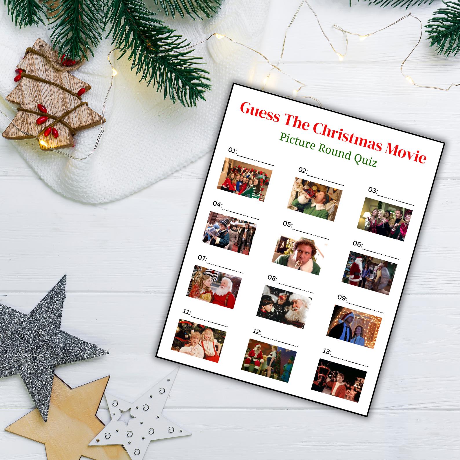 Christmas Movie Picture Quiz, Christmas Printable Game, Christmas Film