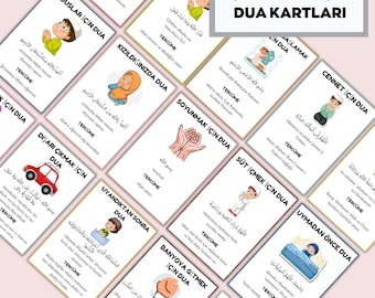 Cartes Dua pour enfants, Imprimables pour enfants turcs, Duas pour enfants, Livre Dua pour enfants, Cartes de prière, Cartes mémoire Dua, Duas quotidiens pour enfants, Dua pour musulmans