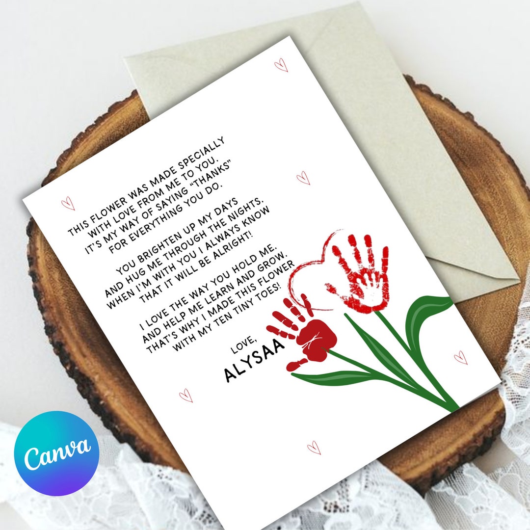Mother's Day Flower, Poem + Printable, Kids' Footprint Keepsake, Teacher &amp; Parent Resources ...