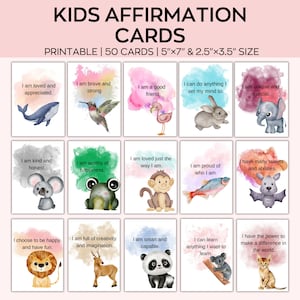 Affirmation Cards For Kids , Children's Positive Affirmation Cards, Kids Positivity Cards, Flash cards for kids, Set of 50 Kids Affirmation