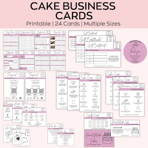 Kuchen Visitenkarten, bearbeitbare Canva Vorlage, QR-Code-Zeichen, druckbare Kuchengeschäft Danke, Kuchenpflegeanleitung