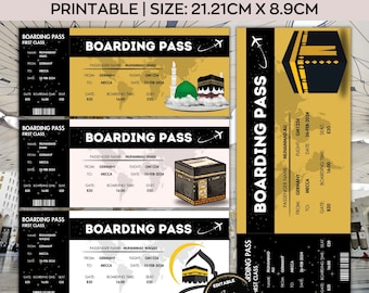 Hajj Boarding Pass,Editable Hajj plane ticket,Makkah Umrah Gift ,Madinah,Mecca Travel,Memrobila Gift,Couple Gift