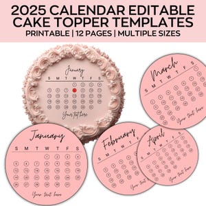 Trending Kuchenkalender für runden Kuchen, Geburtstagskuchenkalender, benutzerdefinierter runder Kuchendeckel, 2025 druckbarer Kalender, Geburtstagskuchendeckel