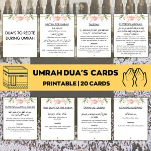 Umrah Duas para impressão, cartões Umrah florais, cartões Dua para impressão, Umrah Duas Digital, Guia Umrah, Livro Umrah, Duas para Umrah, Flashcards Umrah