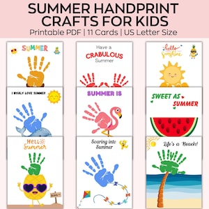Manualidades de verano con huellas de manos, actividad preescolar de verano, poema con huellas de manos para niños, educación preescolar en casa, manualidades para niños pequeños