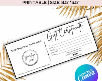 Editable Gift Certificate Template, Printable Gift Voucher, Editable Gift Card, DIY Gift Voucher, Modern Gift Certificate
