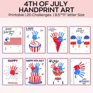 Artisanat d'art empreinte de main du 4 juillet, feu d'artifice empreinte de main pour tout-petit d'âge préscolaire, empreinte de main de drapeau américain, jour de l'indépendance