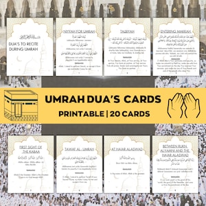 Umrah Duas afdrukbare, bloemen Umrah-kaarten, Dua-kaarten afdrukbaar, Umrah Duas Digital, Umrah Guide, Umrah Book, Duas voor Umrah, Umrah Flashcards