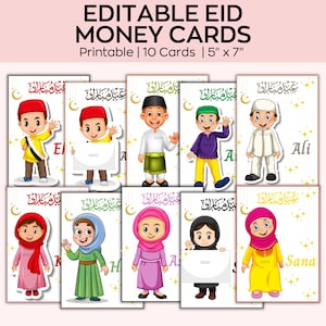 Carta denaro Eid, 10 disegni diversi, regalo Eid per bambini, porta soldi Eid, regalo islamico, carta Eid Mubarak, carte Eidi