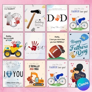 25 designs de impressão manual do dia dos pais, lembrança de pegada para o pai, crianças pequenas, cartão de impressão manual presente pai, atividades artesanais do dia dos pais