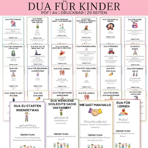 Dua Karten für Kinder, Islamische Druckvorlagen für Kinder, Dua Buch für Kinder, Gebetskarten, Dua Lernkarten, Tägliche Duas für Kinder
