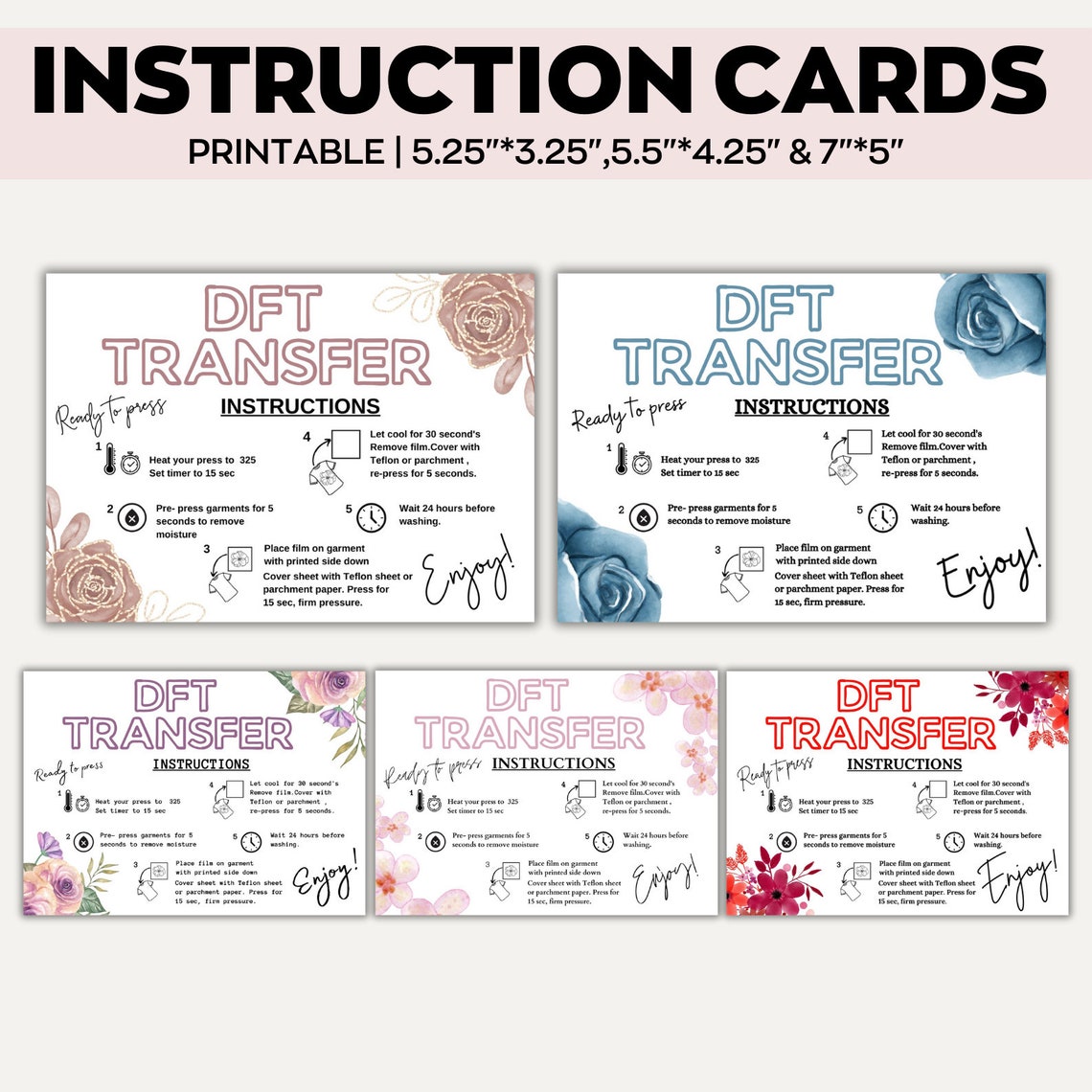Leave Transfer Graphics Editable Dtf Transfer Instruction Card, Canva Template,direct to ...