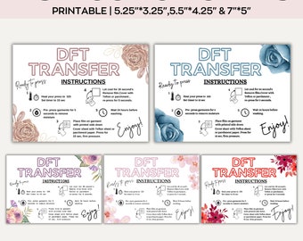 Editable dtf transfer instruction card, canva template,Direct To Transfer,small Business customer packaging , print at home leave a review