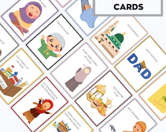 Good Deeds Cards Printable, Ramadan Cards, Ramadan Advent Cards, Kids Good Deeds, Ramadan kids Activities, Muslim Activity, Ramadan Calendar