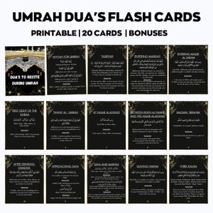 Umrah Duas para impressão, cartões Umrah florais, cartões Dua para impressão, guia Umrah, livro Umrah, Duas para Umrah, Flashcards Umrah Umrah Duas Digital