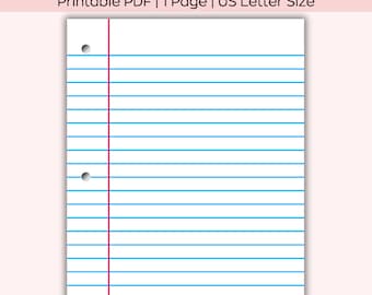 Notebook Paper PNG Digital Download, Paper School Notebook, Ruled Notebook Paper, Notebook Templates Printable