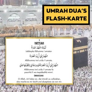 Umrah Duas para impressão, cartões Umrah alemães, cartões Dua para impressão, Umrah Duas Digital, Guia Umrah, Livro Umrah, Duas para Umrah, Flashcards Umrah