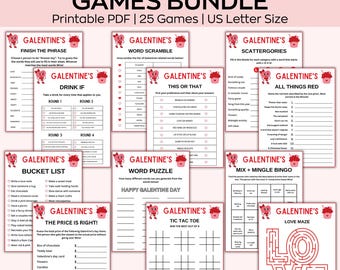 Galentine's Games BUNDLE, Ladies Game Night, Fun Galentine's Day Games, Galentine's Day Activities, Valentines Games