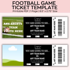 Biglietto di calcio modificabile, biglietto regalo per partita di calcio, biglietto di compleanno per calcio, modello regalo di anniversario o compleanno per amanti del calcio