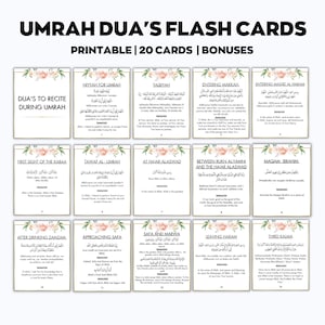 Floral Umrah Dua imprimible, Tarjetas Umrah Blue Dua, Guía Umrah, Umrah Dua imprimible, Tarjetas Umrah Dua, Flashcard Umrah, Tarjeta Dua Islámica