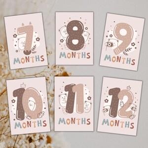 Baby Girl Milestone Cards, Girl Crest Monthly Cards, Set of 12 Months ...