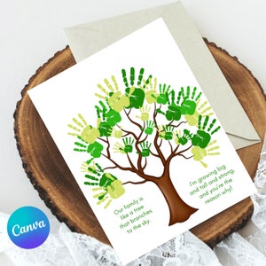 Albero stampabile per la festa della mamma/papà, ricordo delle impronte delle mani dei bambini, risorse per insegnanti e genitori, artigianato per bambini in età prescolare e dell'asilo