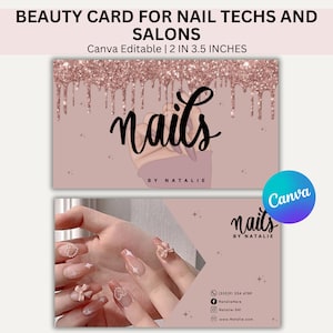 名刺テンプレート、ネイルサロンやネイルサロン向けのビューティーカード、DIY カスタム Canva テンプレート、編集可能なメイクアップ ラッシュの既製 Instagram カード